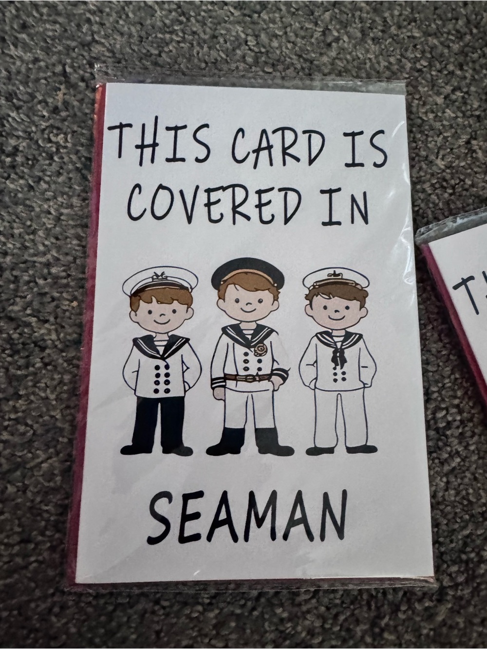 Seaman Boys Greeting Card – White and Black with Red Edge
